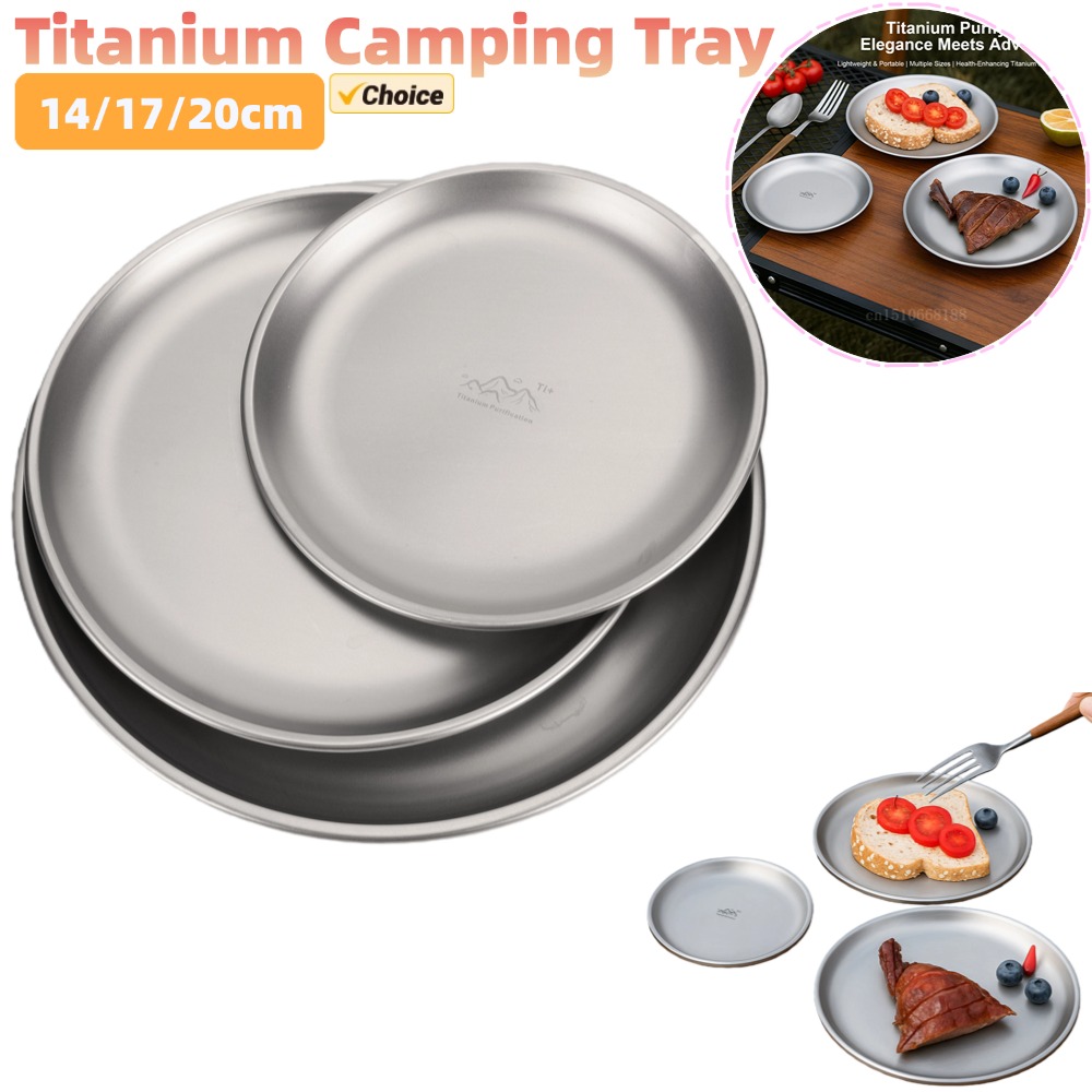 Camping Cooking System - 14/17/20cm Titanium Camping Plate 1/3Pcs Camping