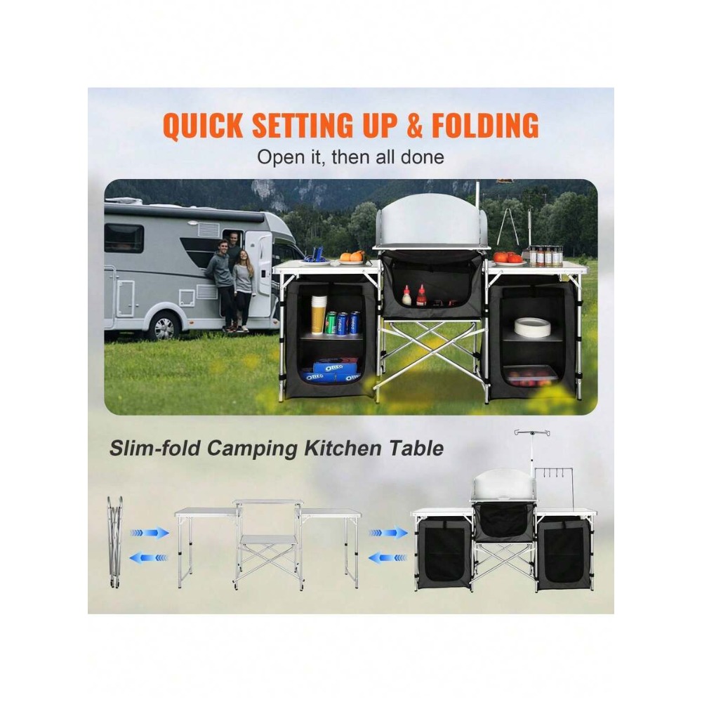 Folding Camping Kitchen Table  - Camping Cooking Cupboard recension och pris